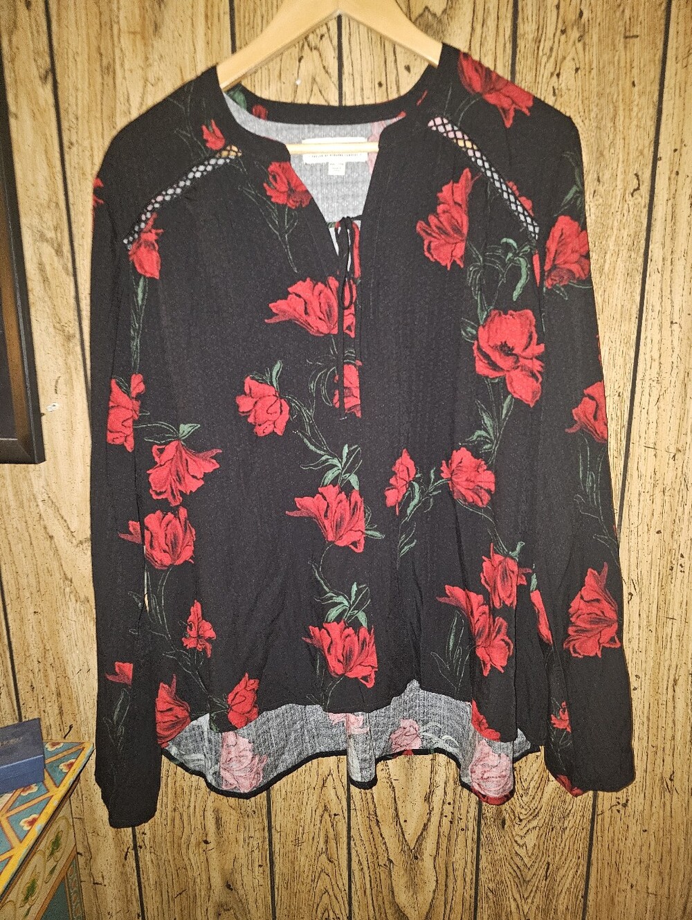 NWT IDYLLWIND Roses Long Sleeve Peasant Blouse - XXL - Picture 3 of 8